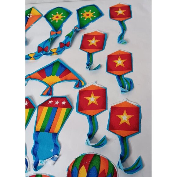 Hot Air Balloons And Kites Fabric Cutout 49 Pieces For Applique Crafting Rainbow - Picture 8 of 15